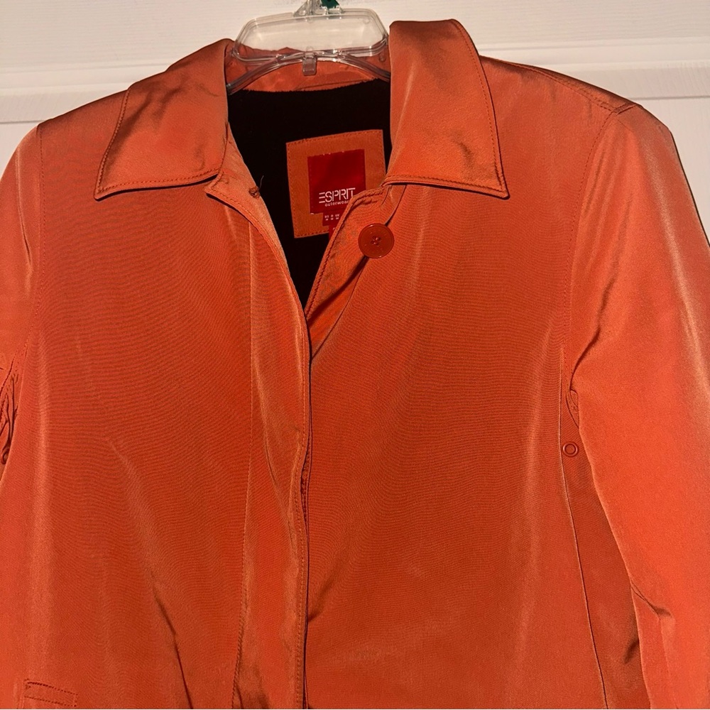 Esprit Terracotta Orange Y2K Outerwear Lined Trench Coat Jacket Retro Sz Medium - Picture 4 of 13